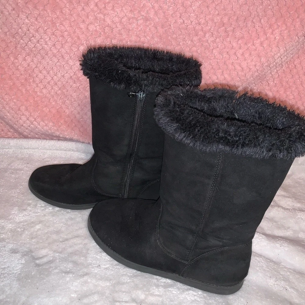 Cat and jack kids Kameryn black faux suede mid-calf boots